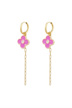 Earrings wonderful clover - pink Gold color h5 