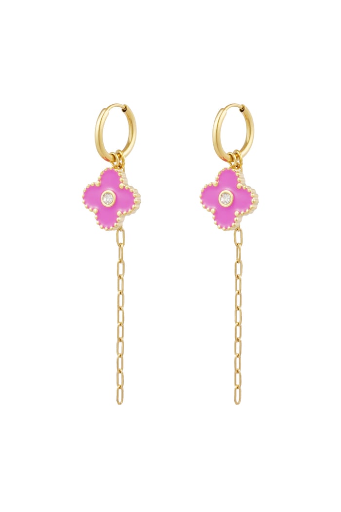 Earrings wonderful clover - pink Gold color 