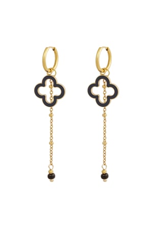 Earrings midnight clover - black Gold color h5 