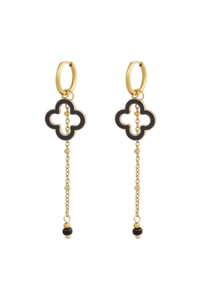 Earrings midnight clover - black Gold color 