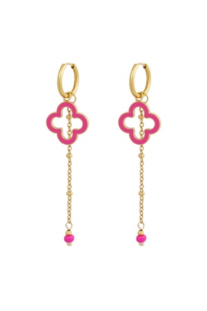 Earrings midnight clover - pink Gold color h5 