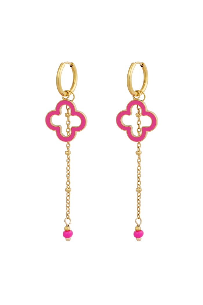 Earrings midnight clover - pink Gold color 