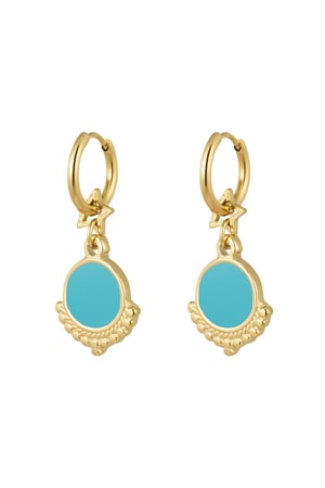 Earring with star and charm blue - Gold color h5 