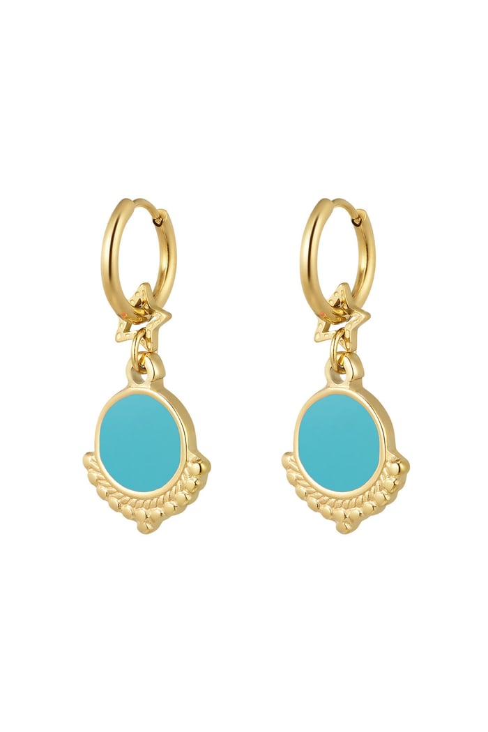 Earring with star and charm blue - Gold color 