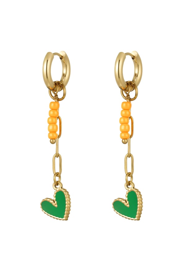 collana orecchini con perline e cuore arancio - colore oro 2