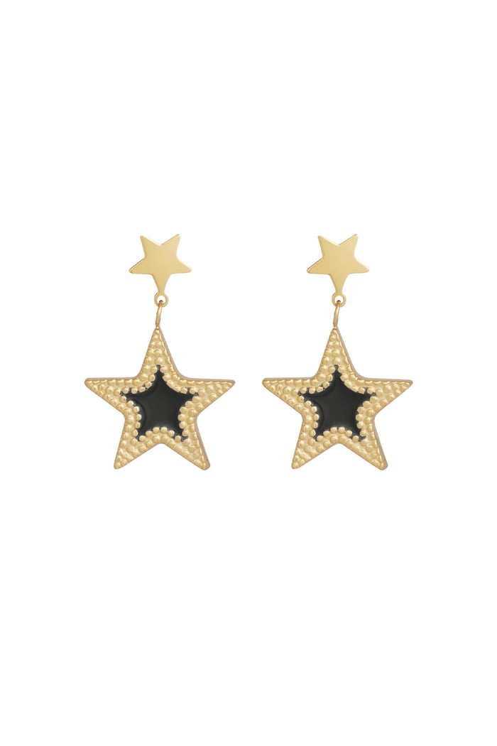 Earrings superstar rocks - black Gold color 