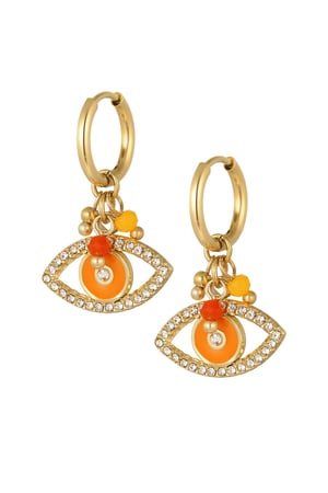 Earrings zircons & colored eye - Gold color/orange h5 