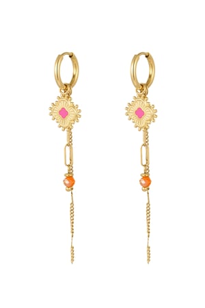 Earrings graceful party - Gold color/pink h5 