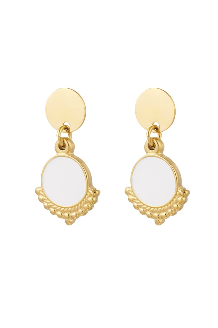 Earrings elegant with color - gold/white 