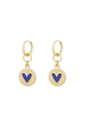 Earrings glowing heart - blue Gold color h5 