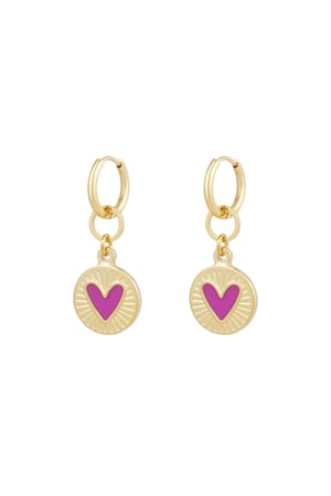 Earrings glowing heart - fuchsia h5 