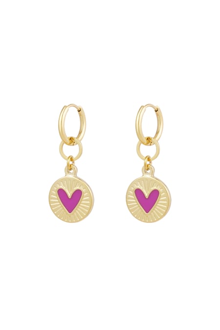 Boucles d'oreilles coeur lumineux - fuchsia