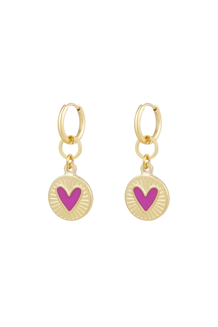 Earrings glowing heart - fuchsia 