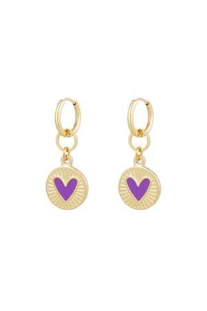 Earrings glowing heart - purple h5 