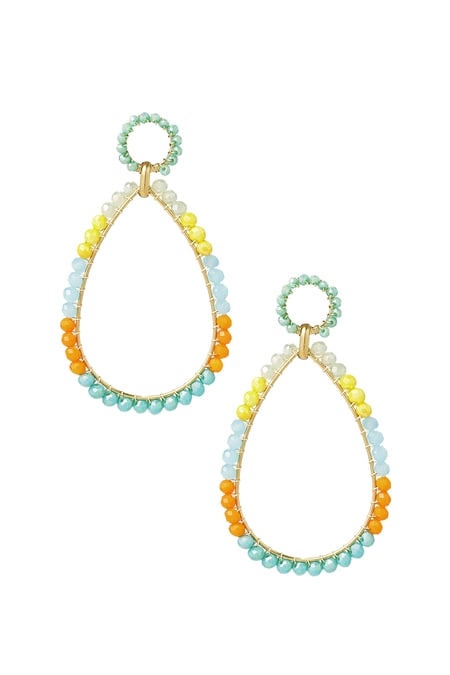 Bead earrings drop - green/yellow