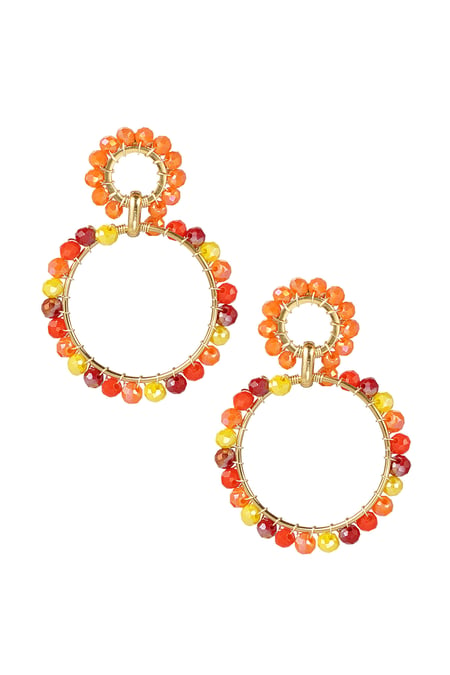 Earrings beaded party - orange/red 2