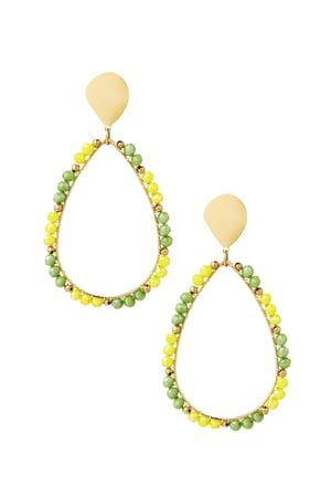 Earrings drop beads - Gold color/green h5 