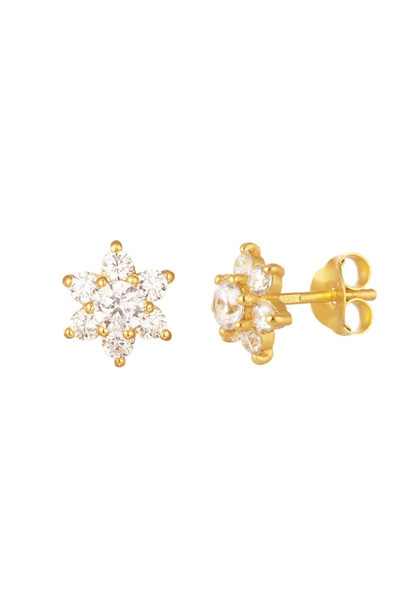stud earrings flower stones - 925 