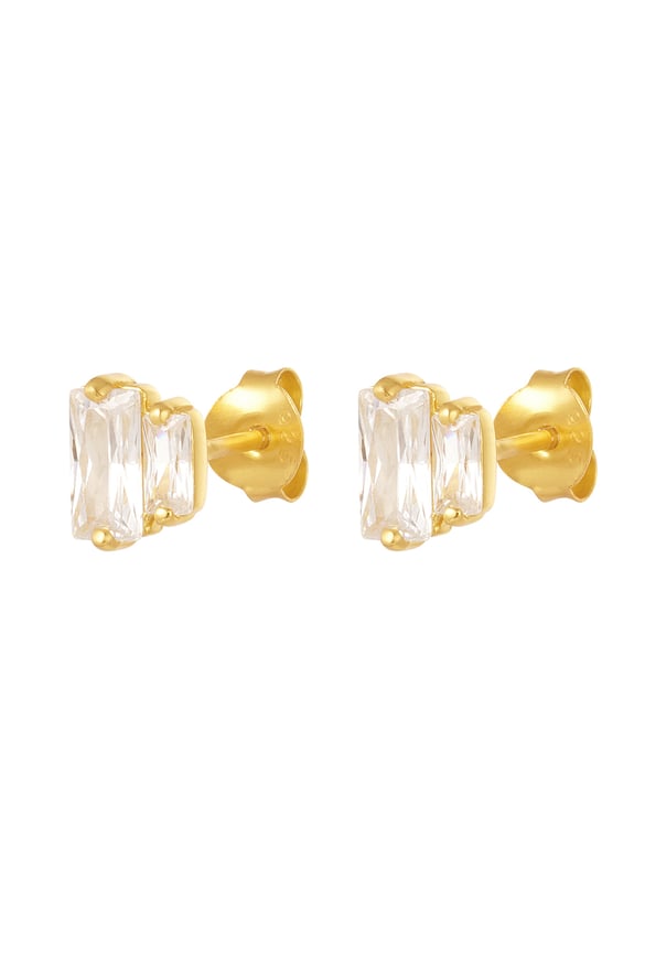 stud earrings double stone - 925  2