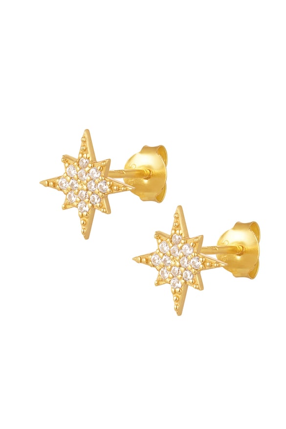 stud earrings star stone - 925 