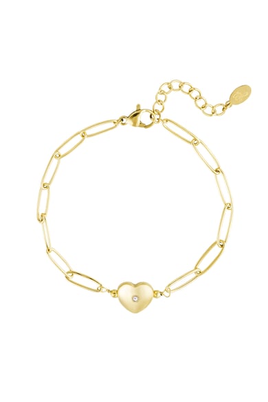 Pulsera de eslabones con corazón Verde &amp; Color dorado Acero inoxidable h5 Imagen5