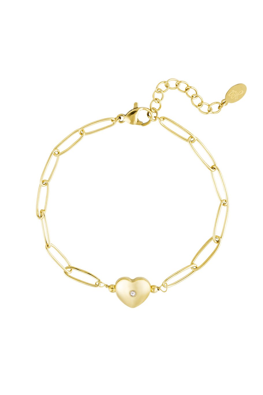 Pulsera de eslabones con corazón Verde &amp; Color dorado Acero inoxidable Imagen5