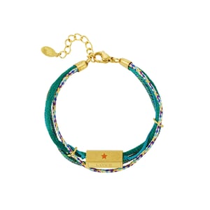 Bracelet rope with love charm Green & Gold color h5 