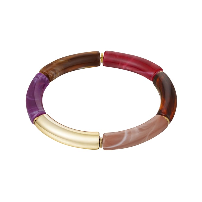 Tube bracelet multiple colors Brown Acrylic 