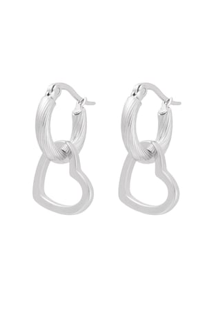 Earrings twisted with heart - Silver Color color h5 