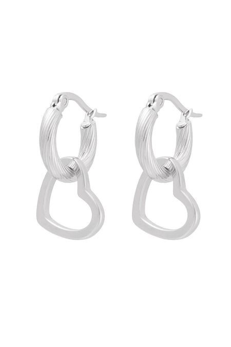 Earrings twisted with heart - Silver Color color 2