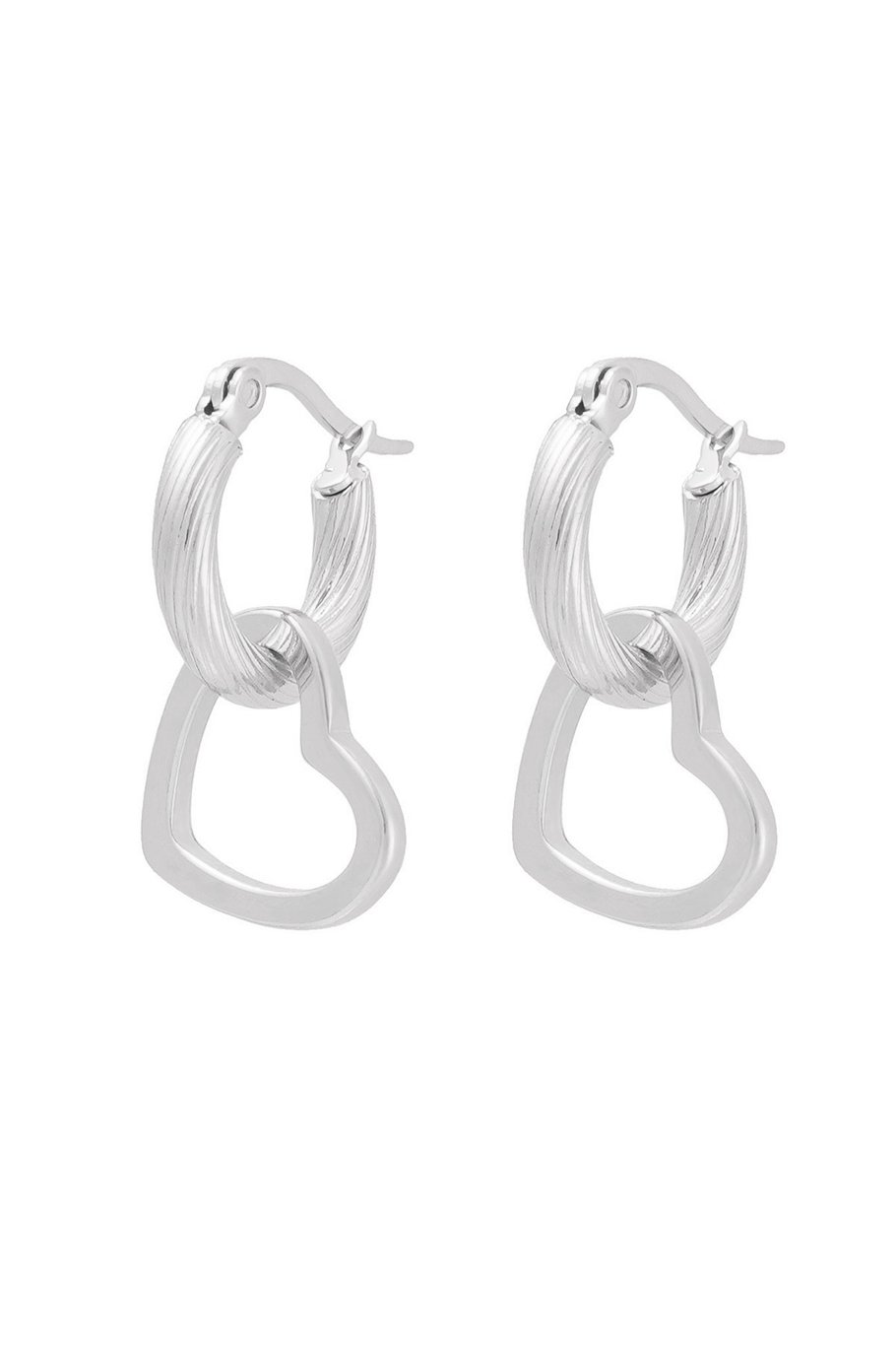 Earrings twisted with heart - Silver Color color