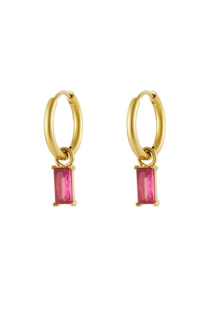 Earrings elongated stone - Gold color/pink h5 