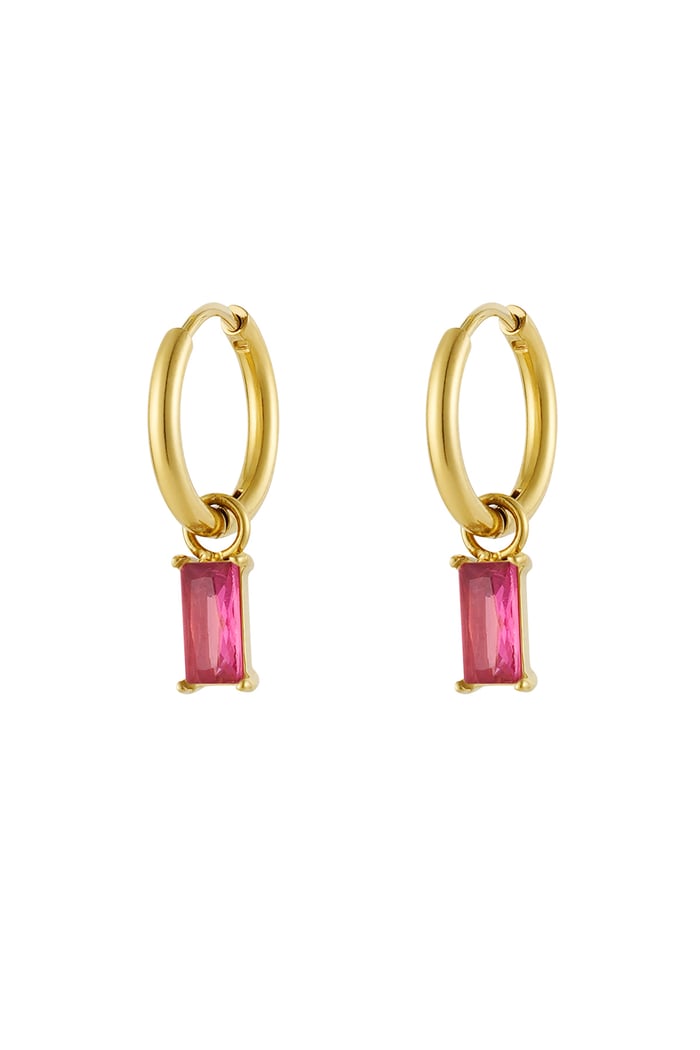 Earrings elongated stone - Gold color/pink 