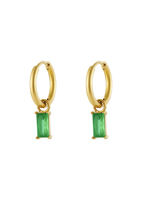 Earrings elongated stone - Gold color/green