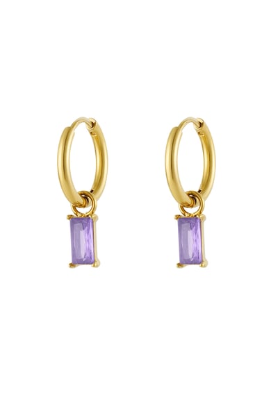 Earrings elongated stone - Gold color/white h5 