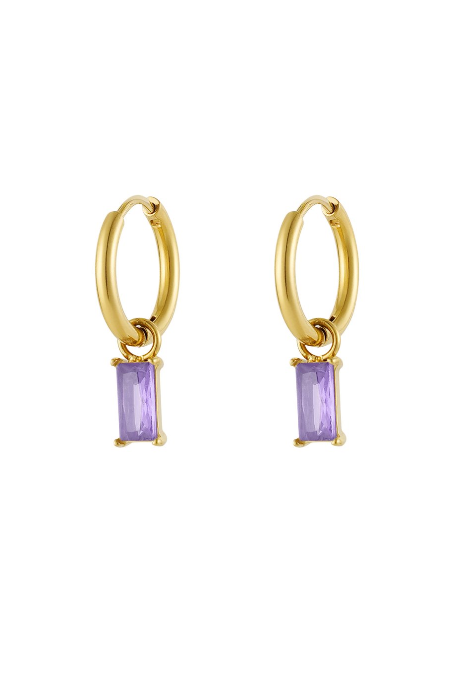 Earrings elongated stone - Gold color/white 
