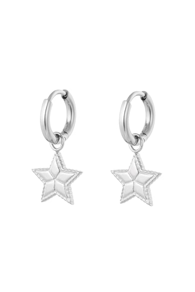 pendientes estrella con estampado - color plata h5 