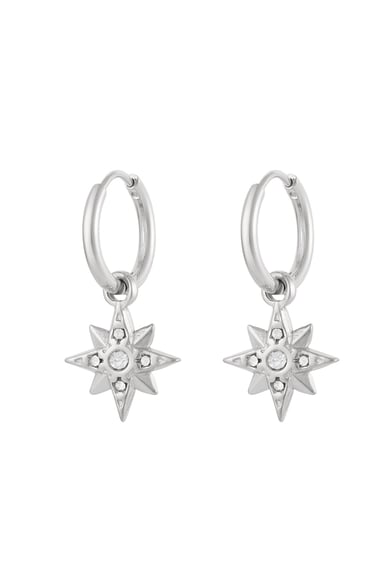 Earrings star with stones - Gold color/white h5 
