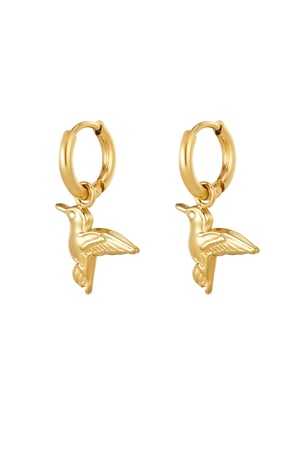 Charm earrings bird - Gold color h5 