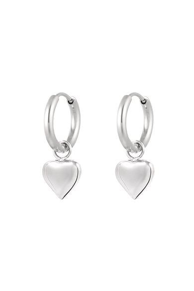 Earrings basic heart - Silver Color color h5 