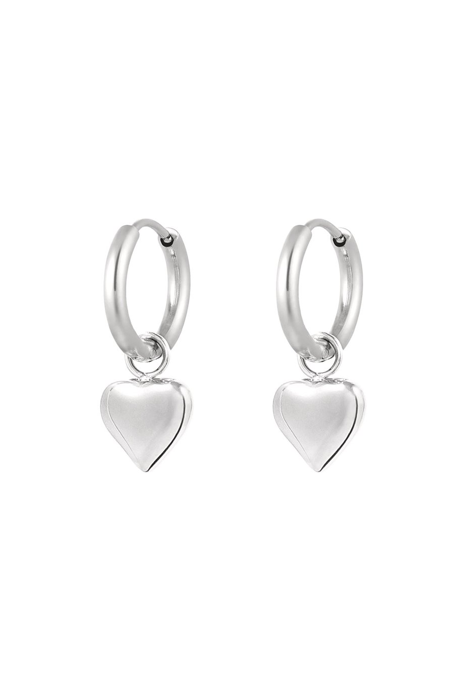 Pendientes corazón básico - Color plata 