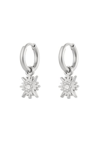 Earrings star with stone - Silver Color color h5 