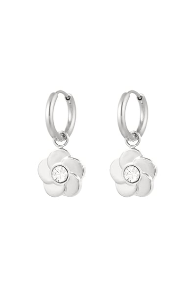 Pendientes flor con piedra - Color dorado/blanco h5 
