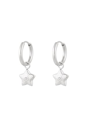 Charm earrings star with stone - Silver Color color h5 