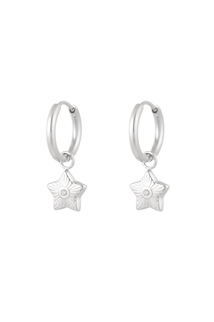 Charm orecchini stella con pietra - Colore argento 