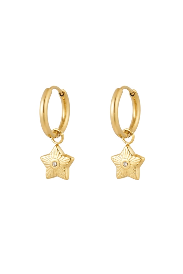 charm orecchini stella con pietra - colore oro