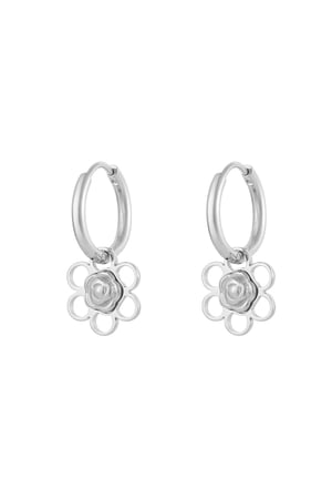 Earrings flower/rose charm - Silver Color color h5 