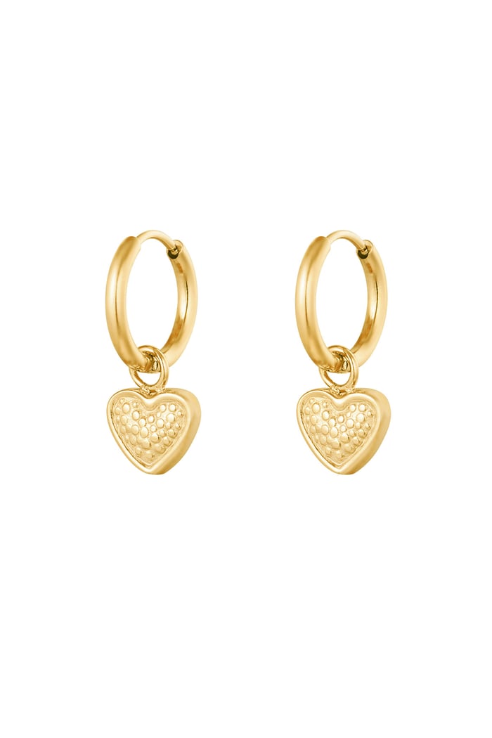 Earrings heart with print - Gold color 