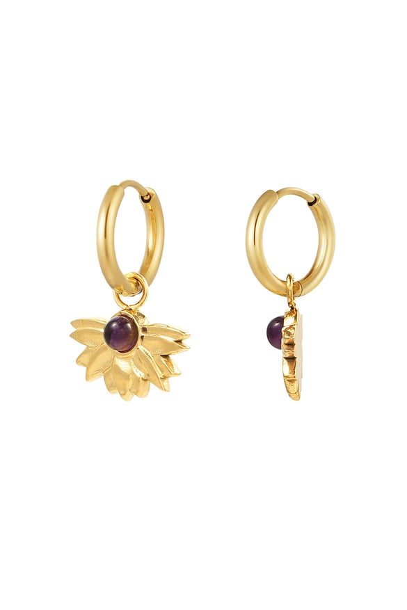 earrings half flower with stone 2