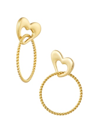 Earrings heart with ring - Gold color h5 